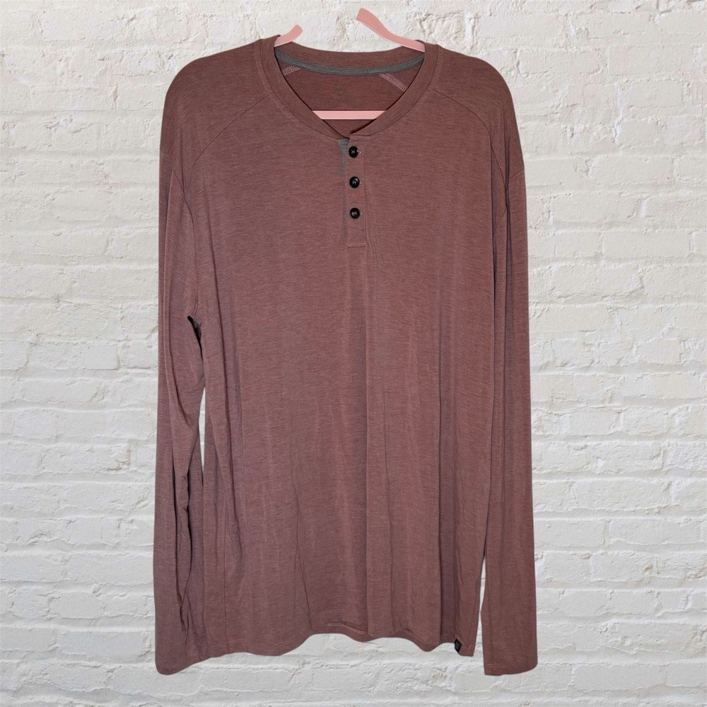 Free Fly Henley Shirt Mens 3XL Pink Long Sleeve Bamboo Blend Performance Fish